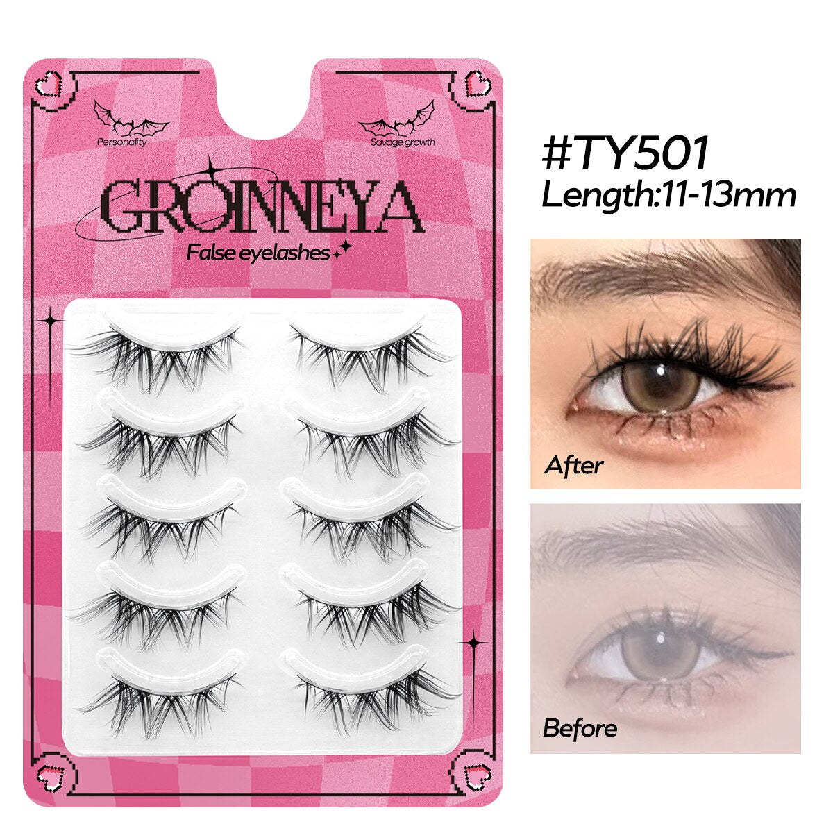 Cat EyeLashes 5 pairs Short Fluffy Eyelashes Soft Natural long Strip Lashes Winged End Eye Elongated Lashes