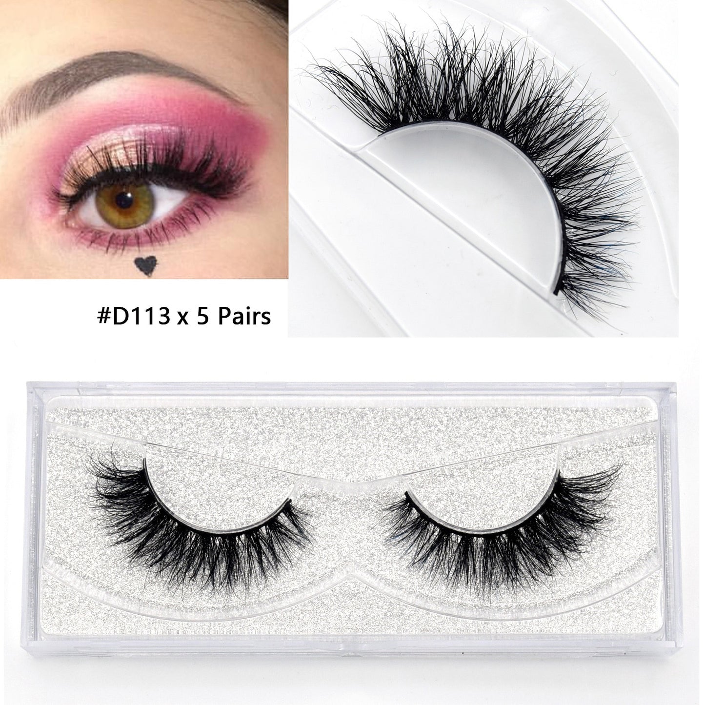 5 Pairs D113 Mink Lashes Mink False Eyelash Natural Long 3D Mink Fake Eyelashes Wispy WingeLashes