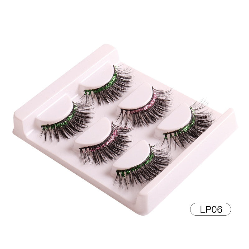 3Pairs Half Eey Lashes 3D Natural Lashes Natural False Eyelashes Wispy Fluffy Eyelash Extension