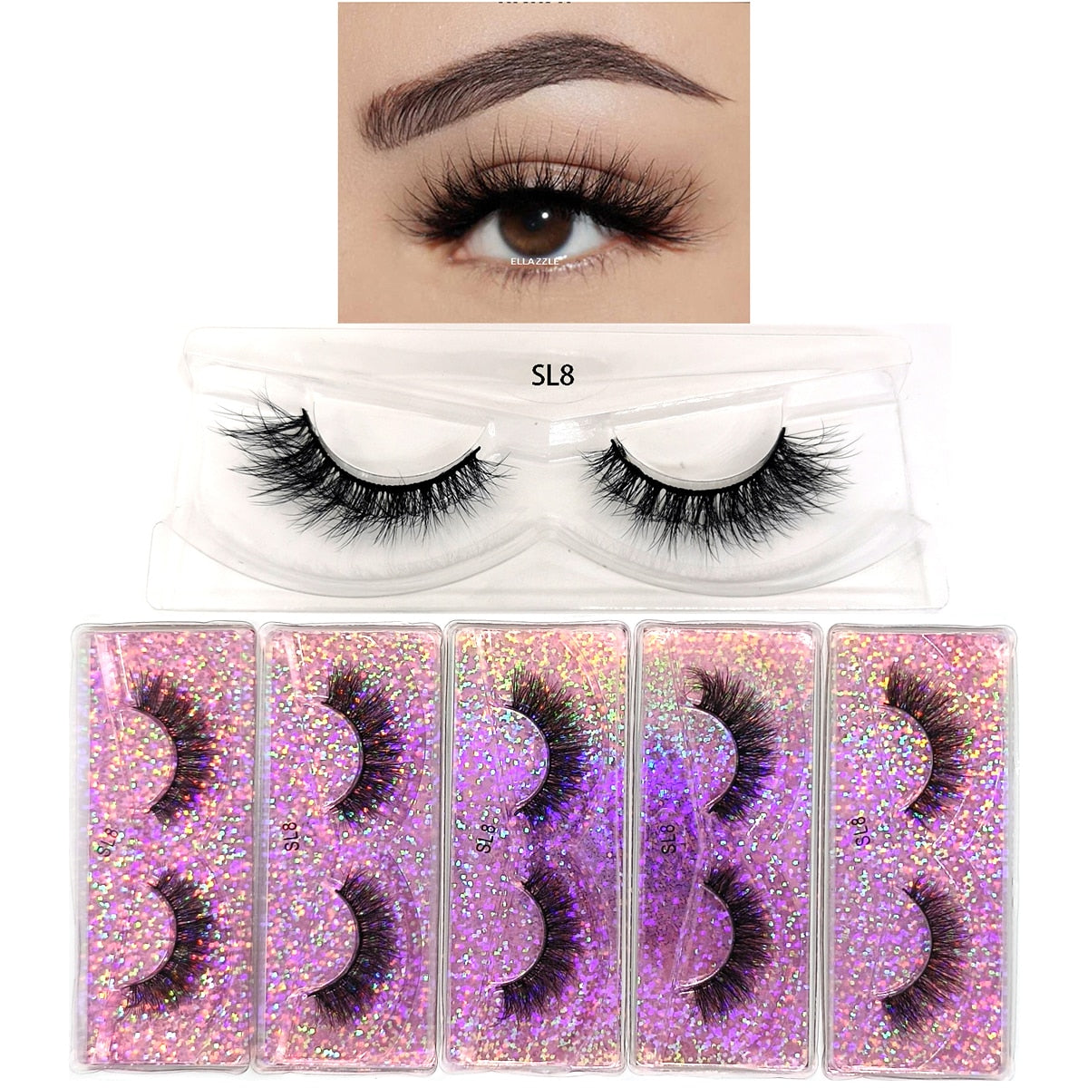 5 Pairs 3D Mink Lashes Fluffy Soft Wispy Natural Cross Eyelash Extension Reusable Lashes