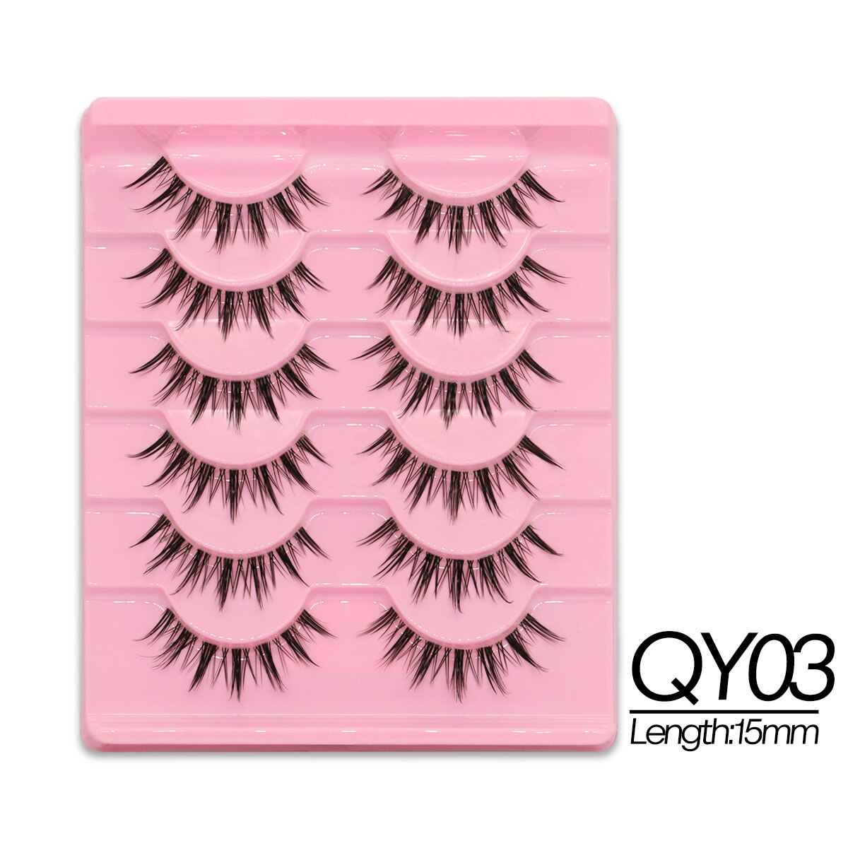 Cat eye Eyelashes 3D Natural False Lashes Fluffy Soft Cross 6 pairs Clear Band Lashes Manga Lashes Wispy Eyelash