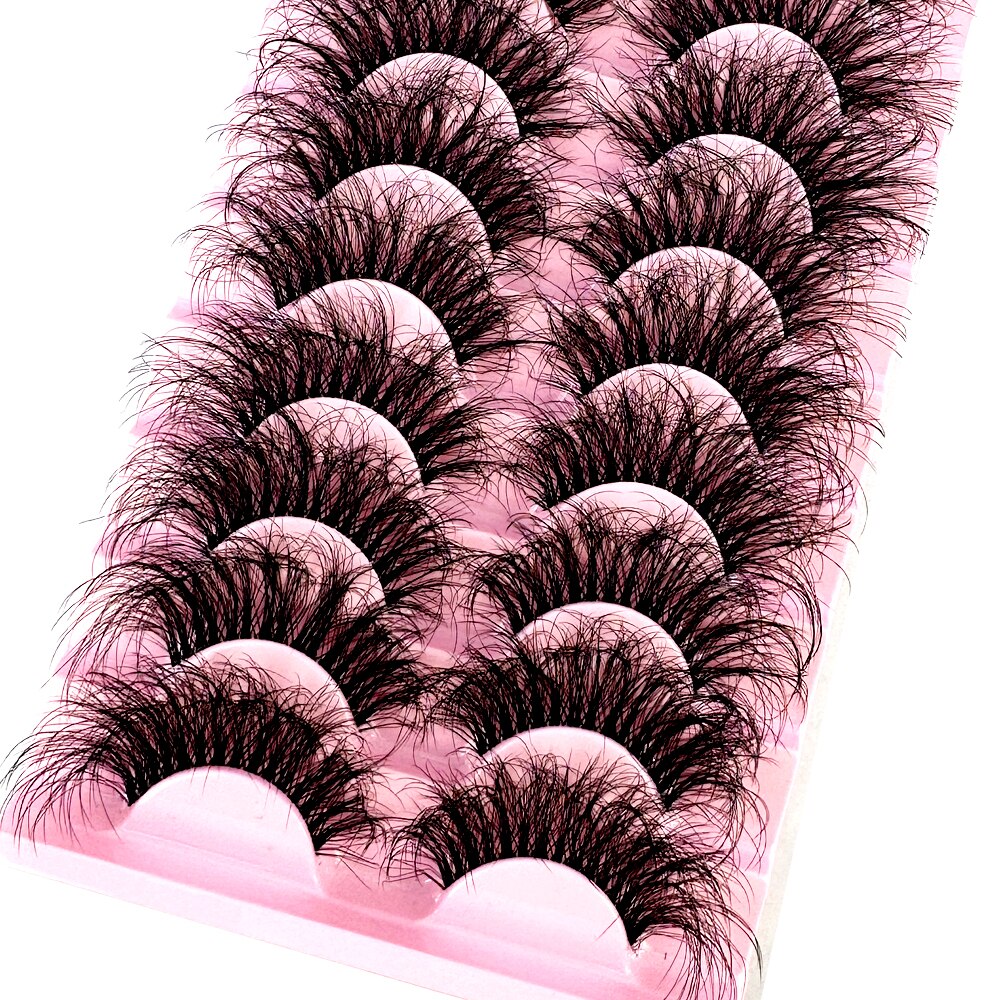 10Pairs 5D Mink Eyelash Winged Thick Long Eyelashes Handmade Transparent Terrier 3dLashes Messy Cross Lash For Eyelash Extension