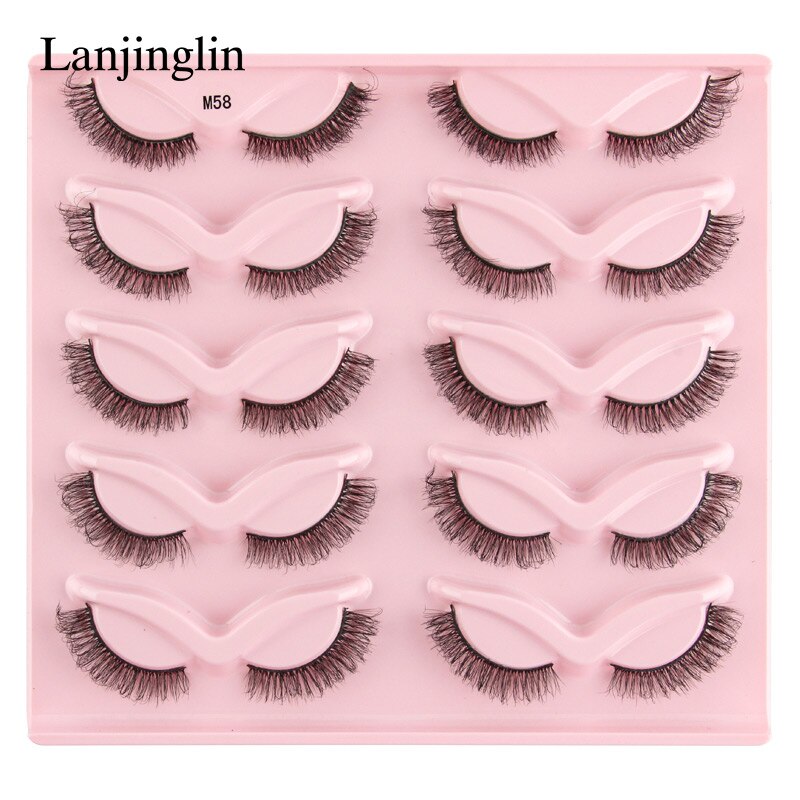 3/5/10 Pairs Half Lashes Fox Eye Wispy Fluffy Faux Cils Natural Winged Fake Eyelashes Half Lashes maquillage