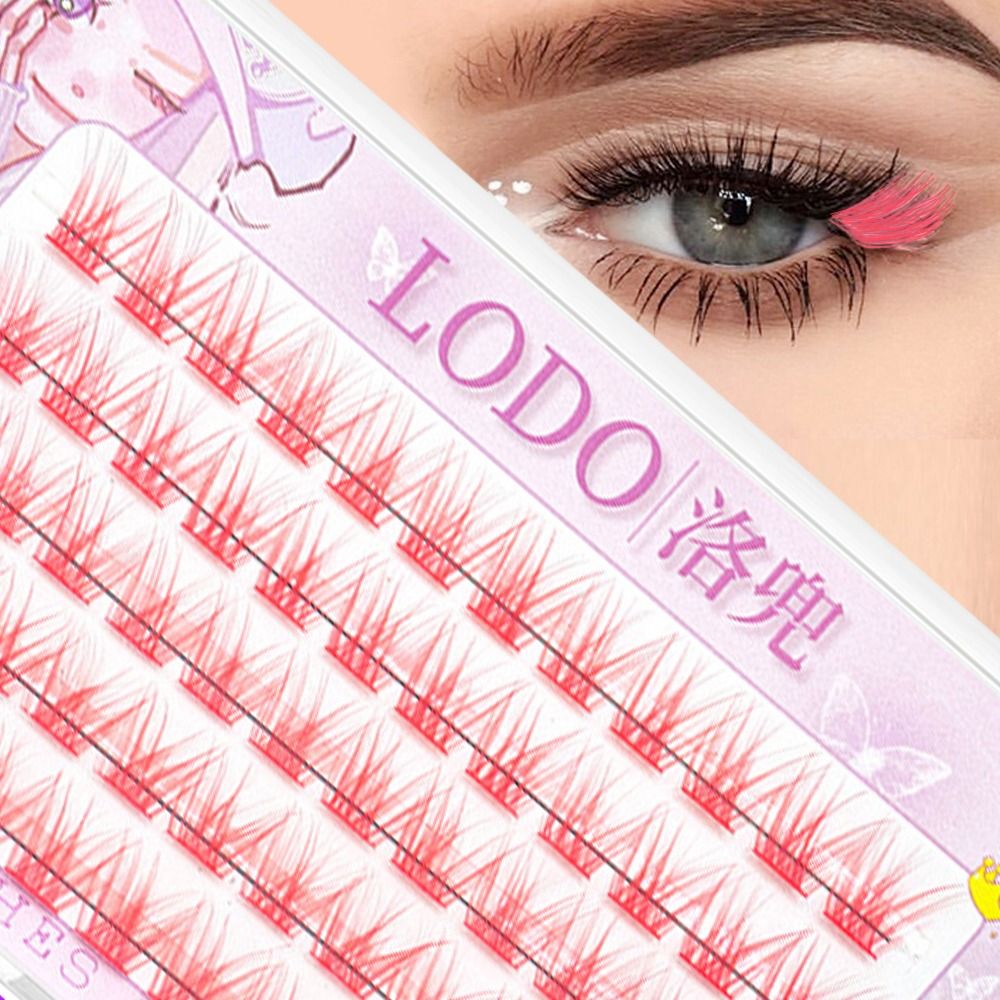 60 Clusters Colorful Individual Lashes Natural Faux Mink Eyelashes White Red Blue Segmented Cluster Eyelash Eye Extension