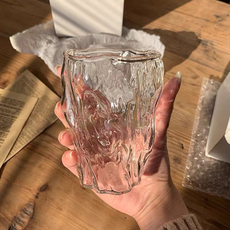 10oz Glass Water Cup Twist Fold Cup Household Fruit Juice Tea Cup Lovely Beer Cup Ins Style Korean Milk Cup Coffee Mug