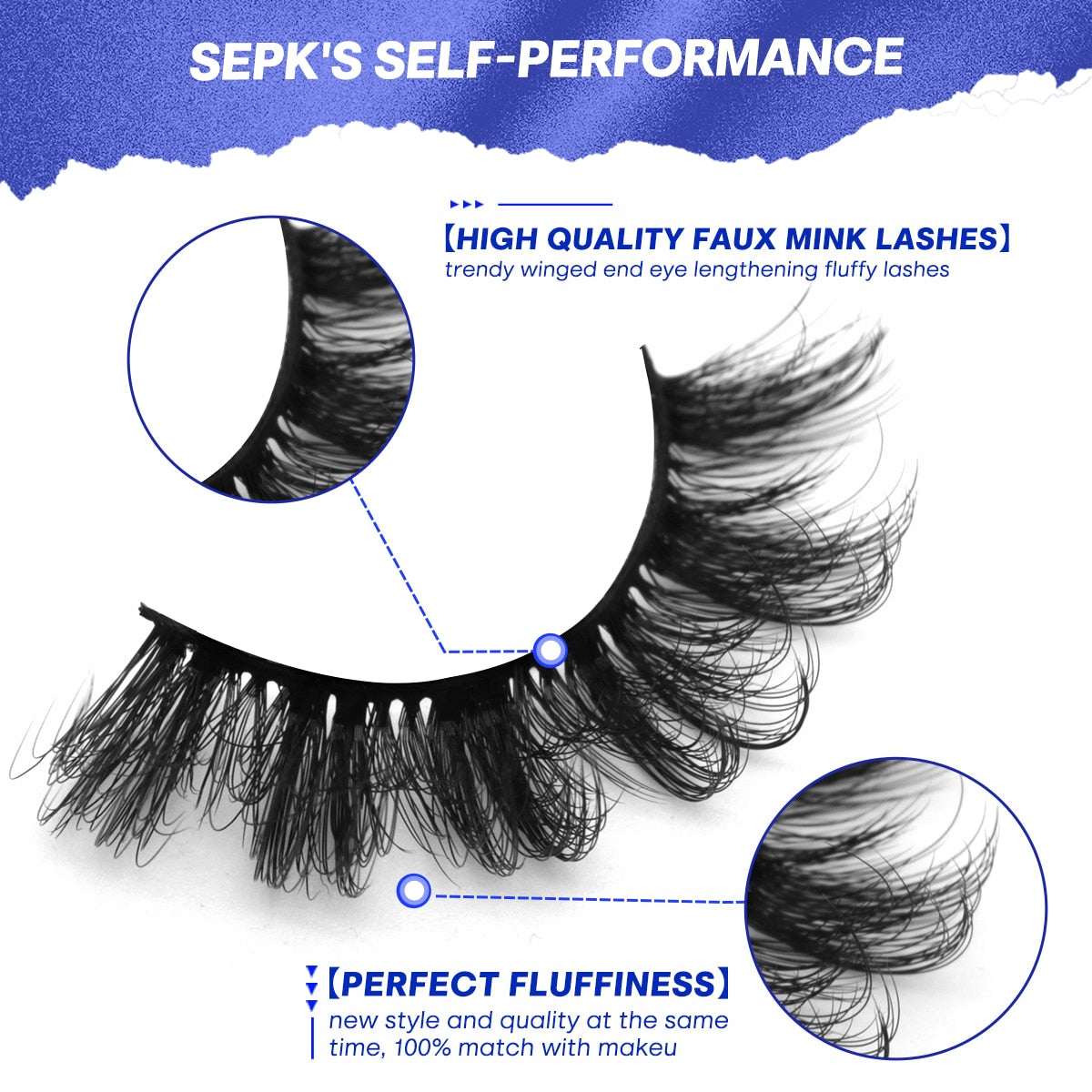5/7 pairs 3D Mink Lashes Faux Mink Fluffy Lash Winged End Eye Elongated Fake Lashes Soft Eyelashes