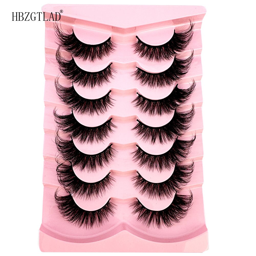 Cat Eye Fluffy lashes Faux Mink Eyelashes Long 7 Pairs Fluffy Mink Lashes Dramatic Volume lashes Extension