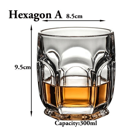 1PCS Whiskey Glass Old Fashioned Rocks Glasses Tumblers Glassware for Cocktail Scotch Bourbon Gin Vodka Brandy