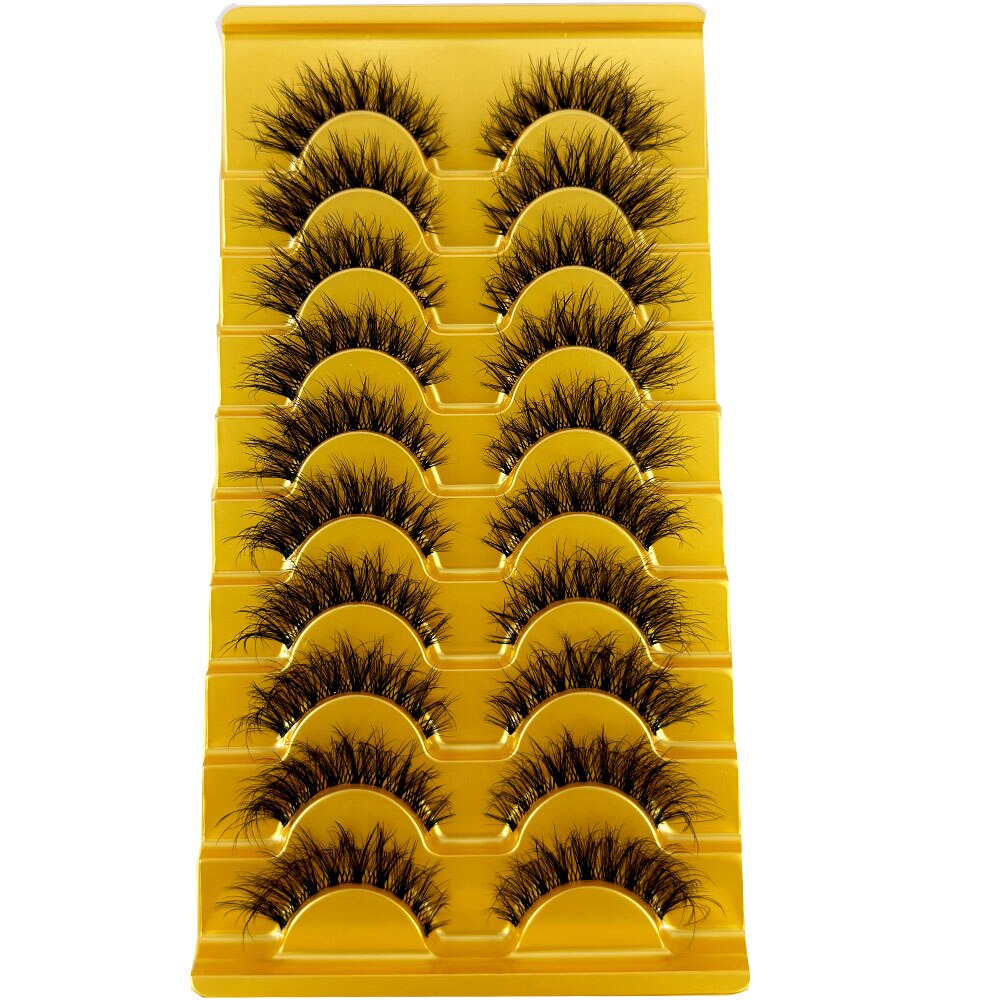 Manga Lashes 10 Pairs cosplay 3D Faux Mink Lashes Natural short Full Strip Lashes Clear Band Natural Eyelashes Extension