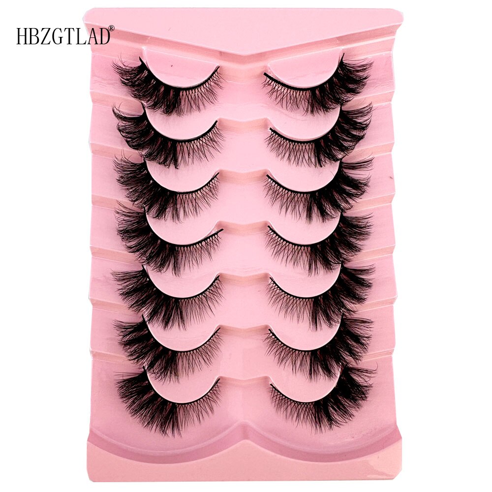 Cat Eye Fluffy lashes Faux Mink Eyelashes Long 7 Pairs Fluffy Mink Lashes Dramatic Volume lashes Extension