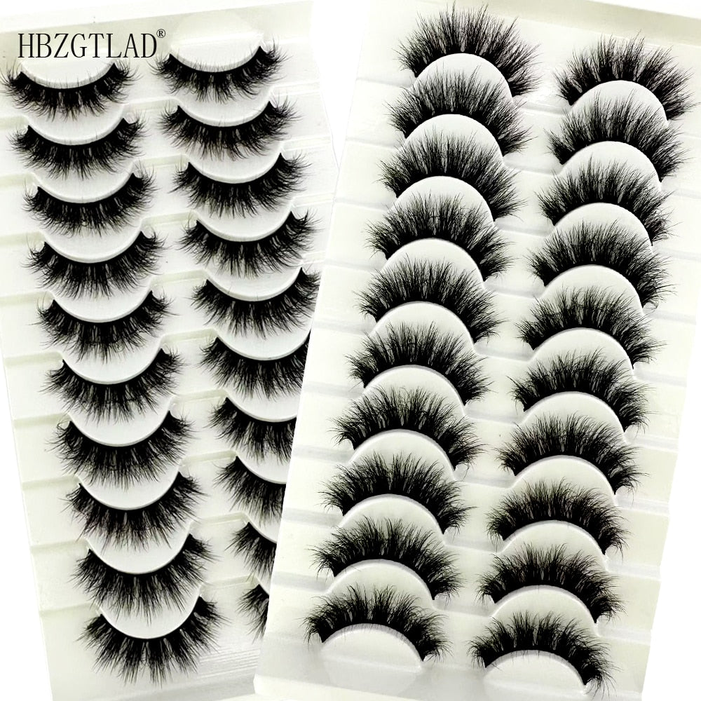 10Pairs Fluffy Lashes 3d Mink Lashes 100% Cruelty Free Lashes Handmade Reusable Short Natural Eyelashes Maquillaje Eyelashes Mink