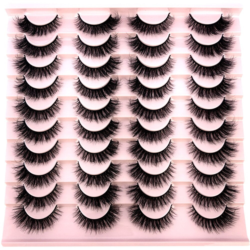 20 pairs 3D Mink Eyelashes Thick Natural False Eyelashes Crisscross Fake Eyelashes
