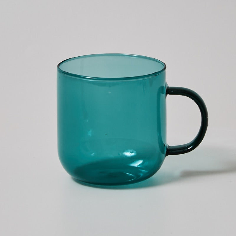 Heat Resistant Glass Colorful Coffee Glasses with Handle Household Milk Breakfast Cup Nordic Modern Mug Drinking Glasses