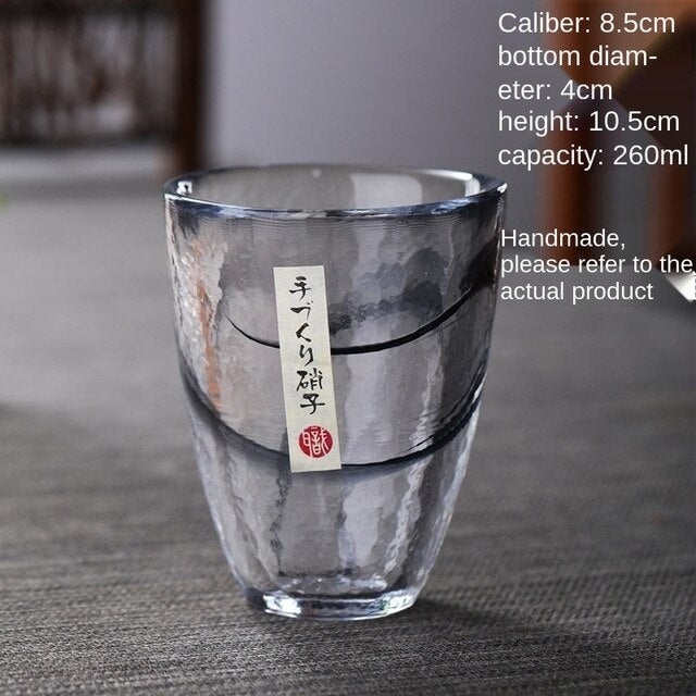 Japan Tsukiyeye Kobo Handmade Glass Smudge Hammered Glass Water Cup Wine Glass Tea Cup Red Wine Glass Vodka Artwork Sake Tumbler