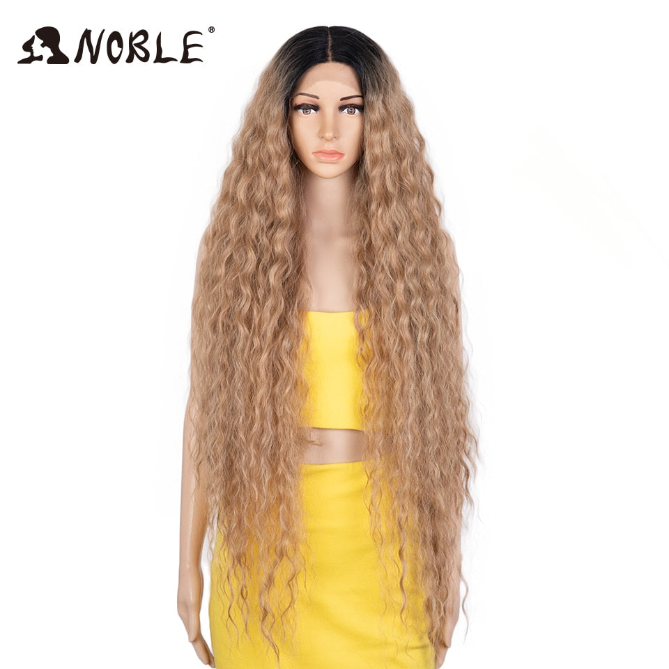 Cosplay Wig Synthetic Lace Part Wig Long Curly 42 Inch Cosplay Wig Blonde Ombre Lace Wig Synthetic Lace Wig