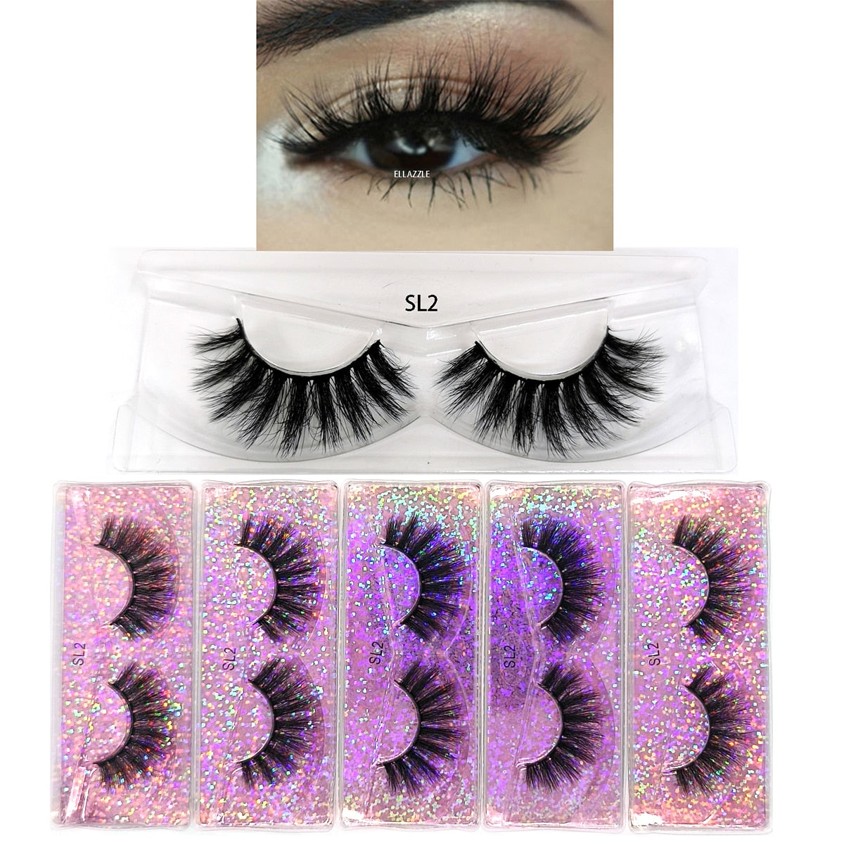 5 Pairs 3D Mink Lashes Fluffy Soft Wispy Natural Cross Eyelash Extension Reusable Lashes