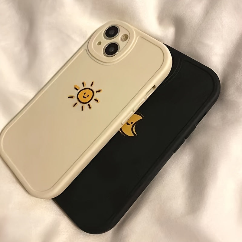 Simple Sun Moon Phone Case For iPhone 14 Plus 7 8 X XS XR 11 12 13 Pro Max Silicone Cases Cover