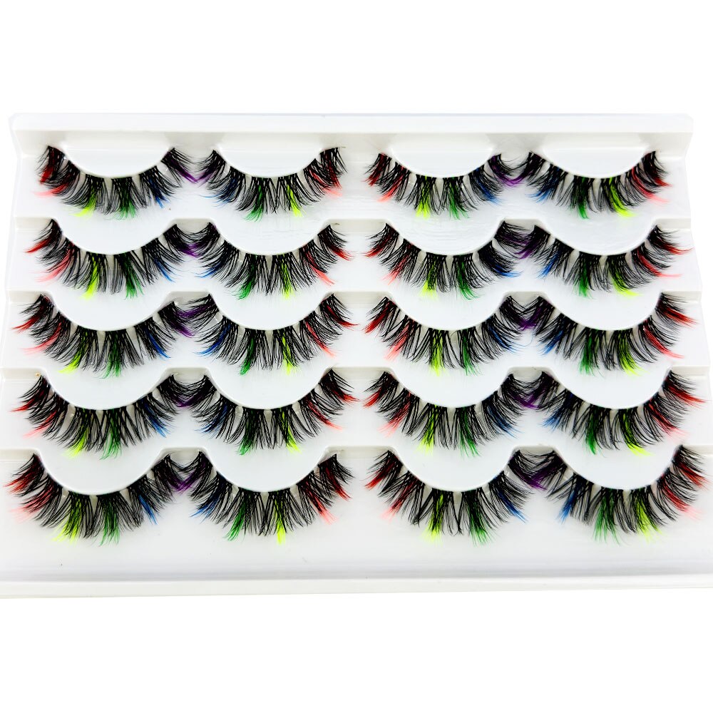 10pairs 3D Mixed Color Mink Lashes Natural Individual Eyelashes Fluffy Lash Extension Invisible Band Lash dramatic lash
