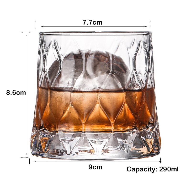 1PCS Whiskey Glass Old Fashioned Rocks Glasses Tumblers Glassware for Cocktail Scotch Bourbon Gin Vodka Brandy