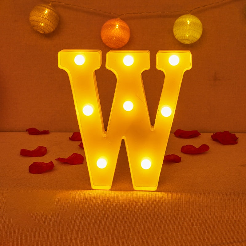 Alphabet Letter LED Lights Luminous Number Lamp Decor Battery Night Light for home Wedding Birthday party Decoration