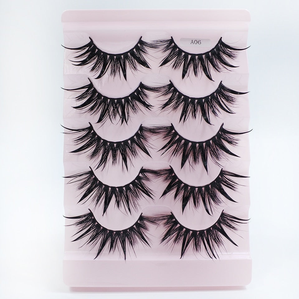 Eyelashes 5 Pairs Soft Natural Mink Lashes Manga Lashes