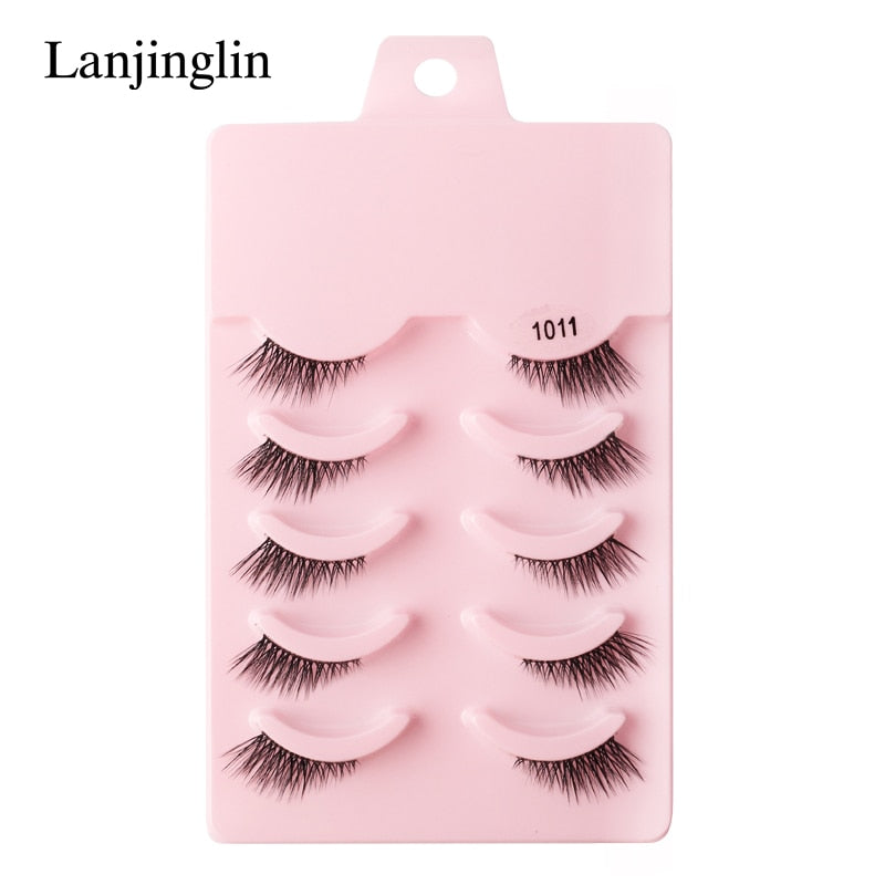 Half Eey Lashes 3/5/10 Pairs Faux Mink Lashes Natural False Eyelashes Wispy Fluffy Eyelash Extension