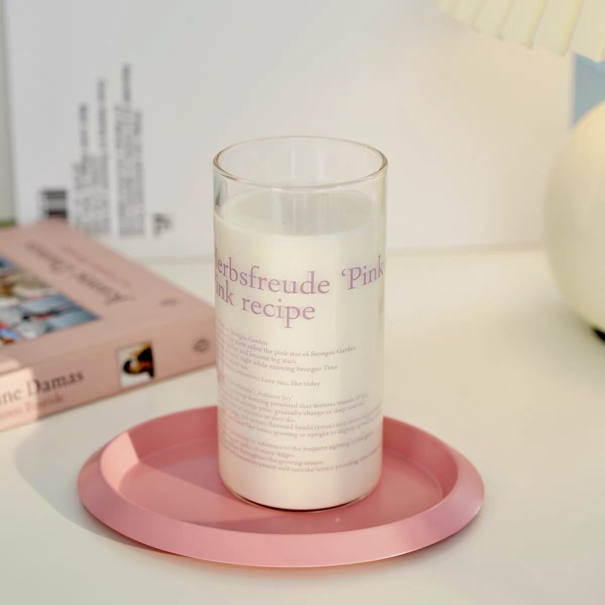 Glass Tumbler Korean Style English Letter Glass Mug Heat Resistant Glass Clear Tumbler Waterbottle Tea Cup Coffee Mug Tumblers