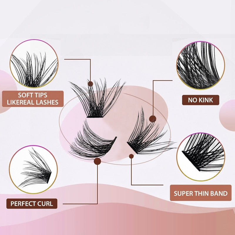 Cluster Lashes 120pcs DIY Eyelash Extension D Curl Individual Lashes Mixed Tray Faux 3D Mink Lash Clusters Elashes