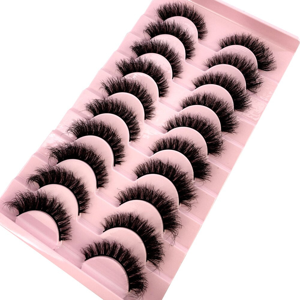 10 pairs Natural Lashes 3D Mink Lashes Faux Mink Fluffy Lash Soft Full Thick Wispy Eyelash Dramatic False Eyelashes