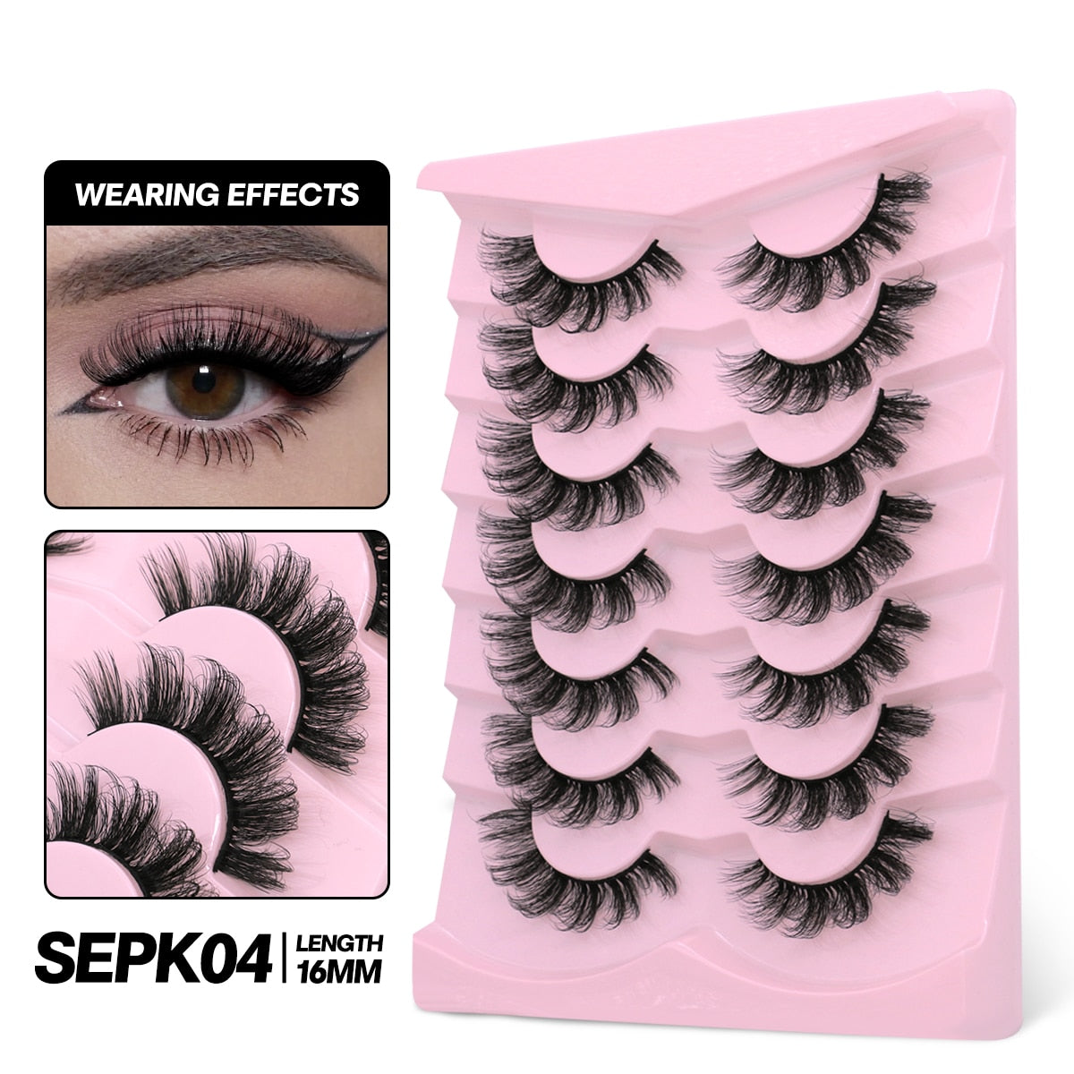 5/7 pairs 3D Mink Lashes Faux Mink Fluffy Lash Winged End Eye Elongated Fake Lashes Soft Eyelashes