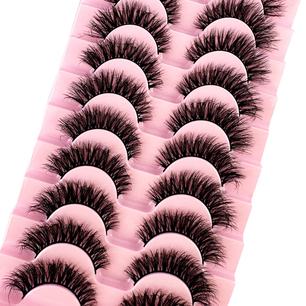 10 pairs 3D Faux Mink Lashes Wispy Natural False Eyelashes Dramatic Volume Lashes Eyelash Extension