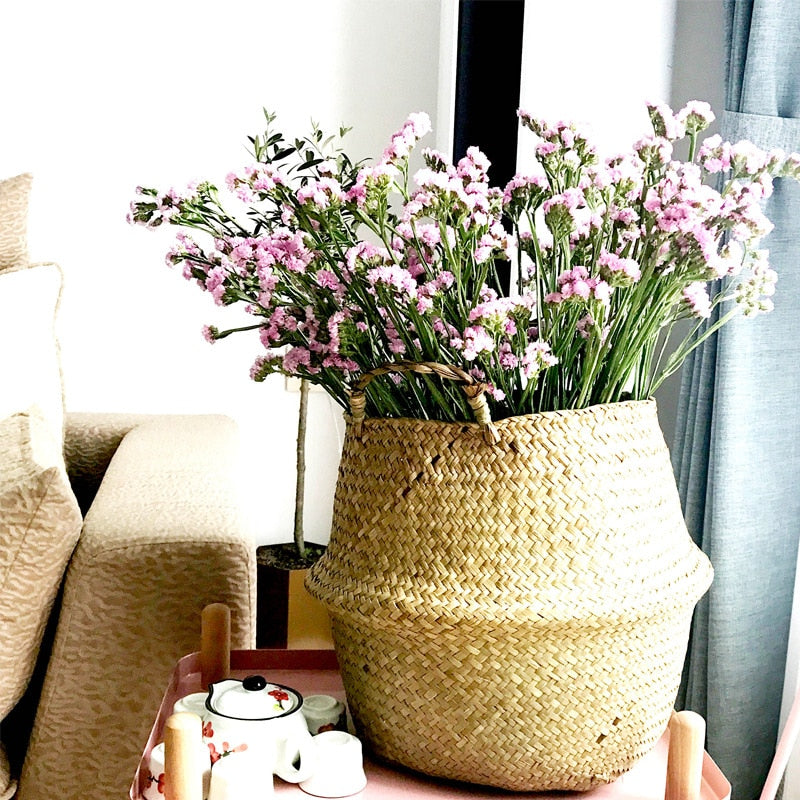 Wicker Storage Basket Flower Baskets Potted Plant Laundry Storage Decorative Basket Rattan Flower Pot Garden Planters