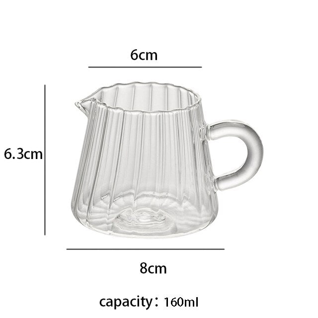 Nordic Transparent Glass Coffee Milk Jug Set With Handle Espresso Coffee Frothing Cup Tea Pitcher Separator Cafe Drinkware