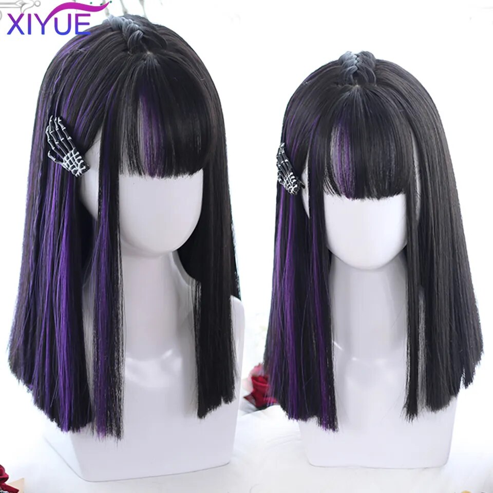Blue Pink Lolita Wigs Ombre Long Water Wave Cosplay Wigs Synthetic Hair Wigs Heat Resistant For Women