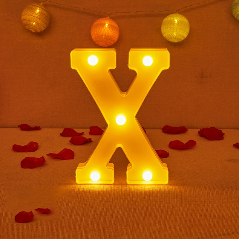 Alphabet Letter LED Lights Luminous Number Lamp Decor Battery Night Light for home Wedding Birthday party Decoration