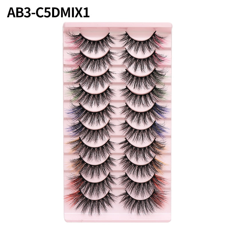 Colored Lash Natural Mink Fluffy Colorful Eyelashes Volume Fan Lashes Thick