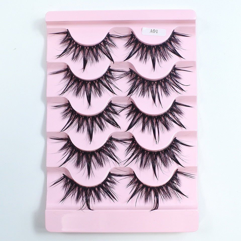 Eyelashes 5 Pairs Soft Natural Mink Lashes Manga Lashes