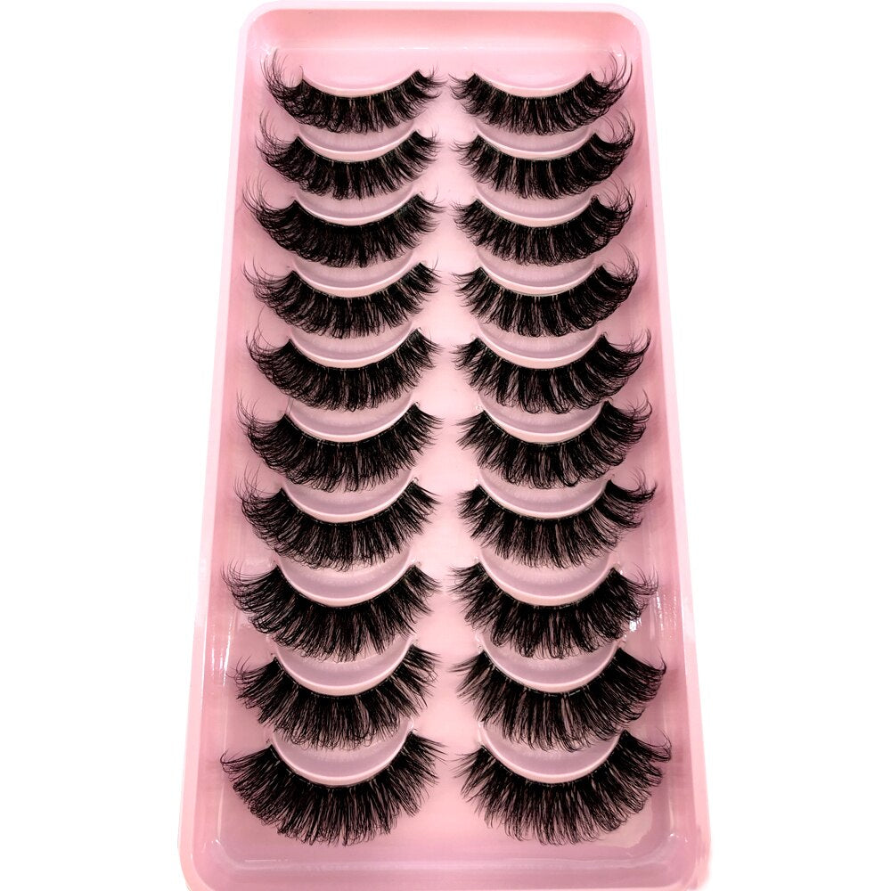 Mink Eyelashes 10 pairs lashes invisible band 3d mink lashes reusable natural false eyelashes