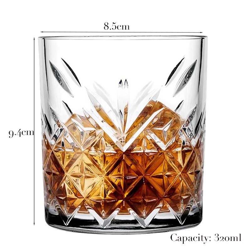 1PCS Whiskey Glass Old Fashioned Rocks Glasses Tumblers Glassware for Cocktail Scotch Bourbon Gin Vodka Brandy