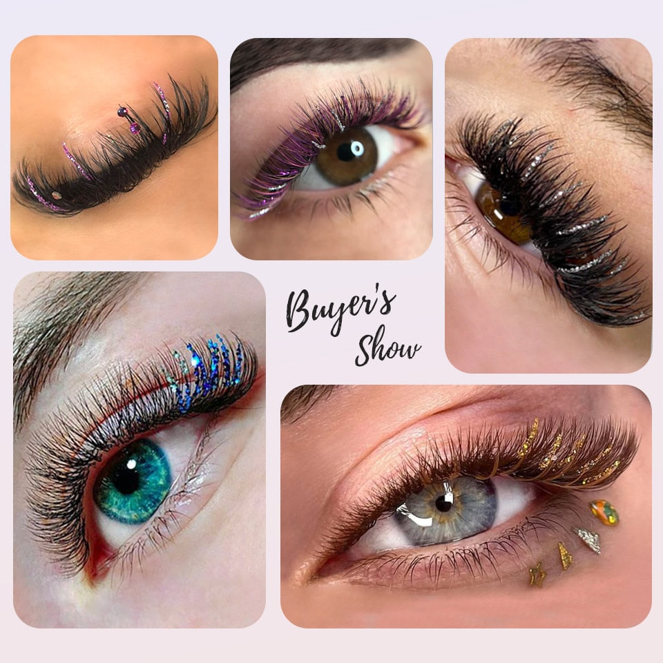 Mix Color Glitter Lashes Shiny Colorful Russian Volume Individual Eyelash Extensions Colors Glitter Lashes