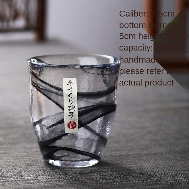 Japan Tsukiyeye Kobo Handmade Glass Smudge Hammered Glass Water Cup Wine Glass Tea Cup Red Wine Glass Vodka Artwork Sake Tumbler