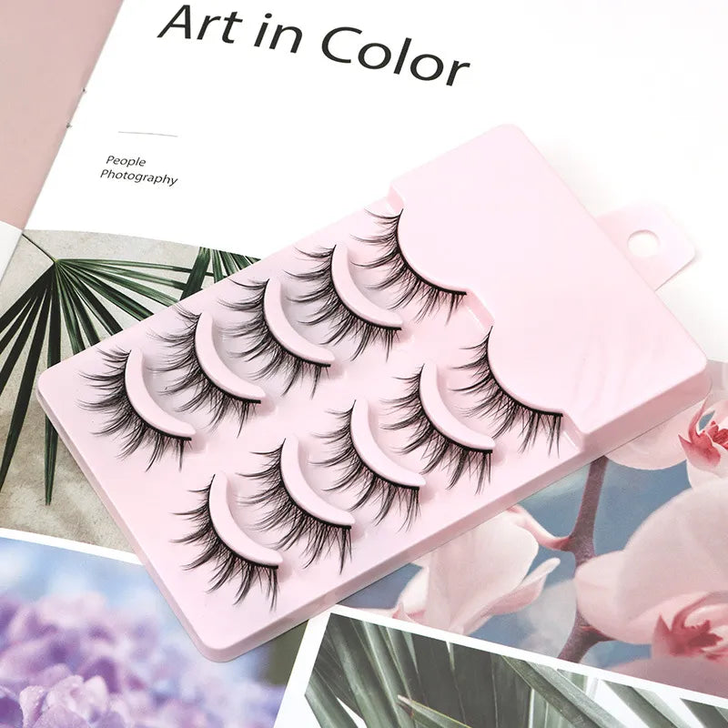 5 Pairs Manga Lashes Cos Dance Performance Eyelash Handmade Eyelashes Female Japanese 3D Natural Faux Mink Lash Extension