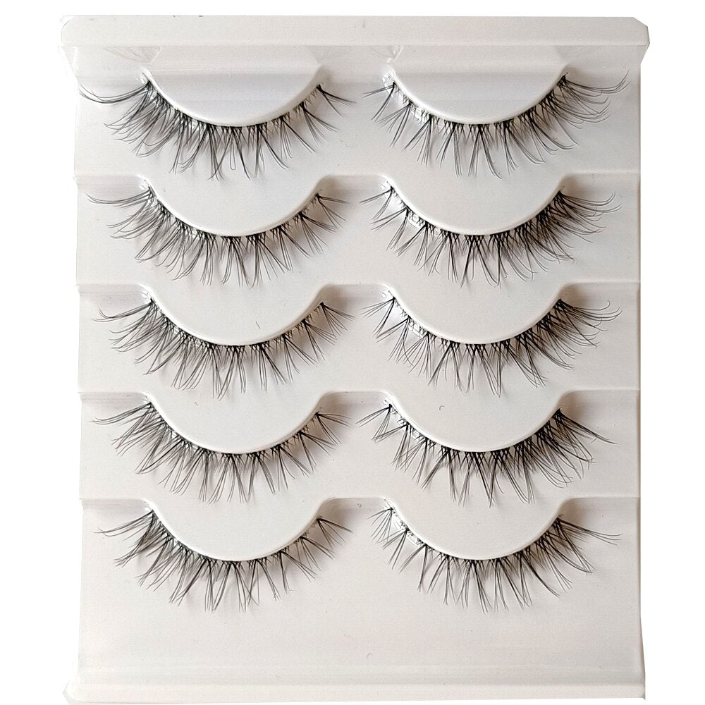 5 Pairs 3D Faux Mink Lashes Invisible band Lashes Natural short Transparent Terrier Lashes Clear Band Soft Eyelashes Extension