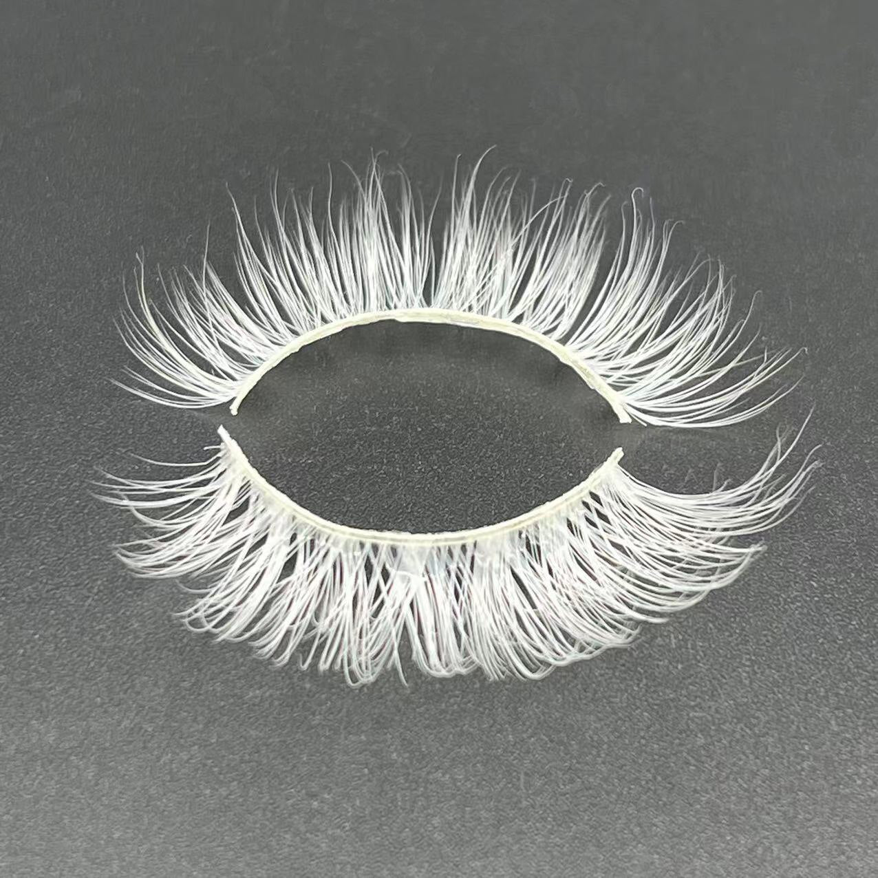 15mm Cosplay White False Eyelashes Reusable False Lashes for Halloween Cosplay Party