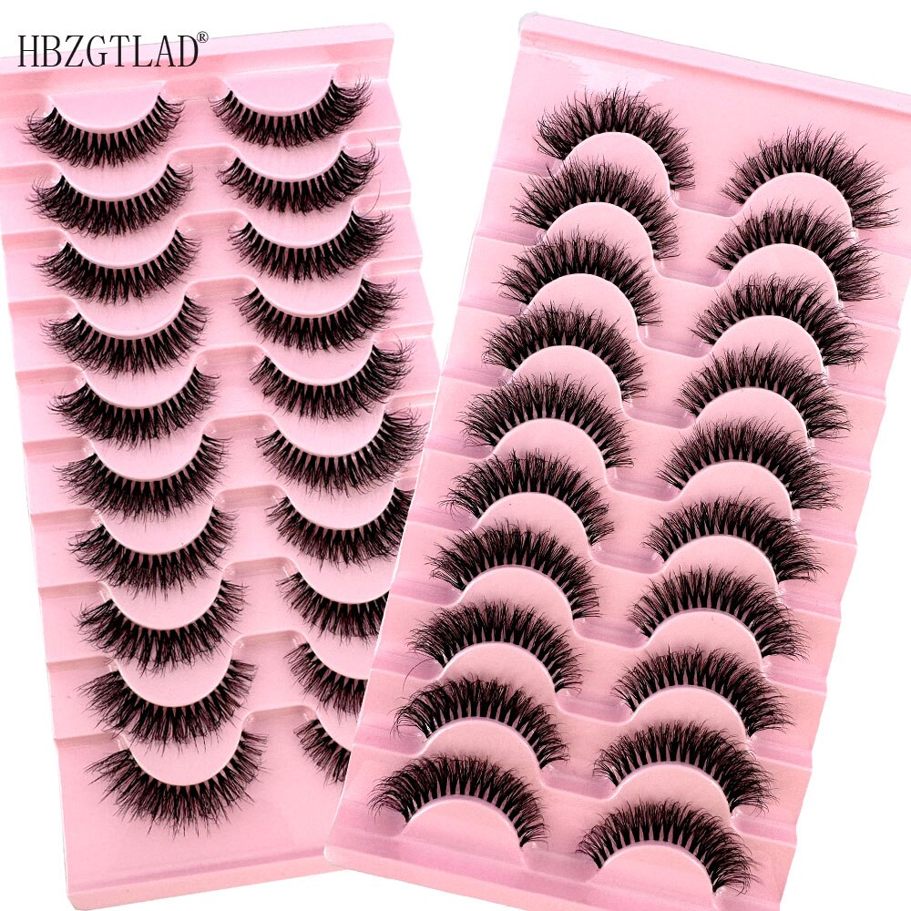 Invisible band Lashes 10 Pairs 3D Faux Mink Lashes Natural short Transparent Terrier Lashes Clear Band Soft Eyelashes Extension