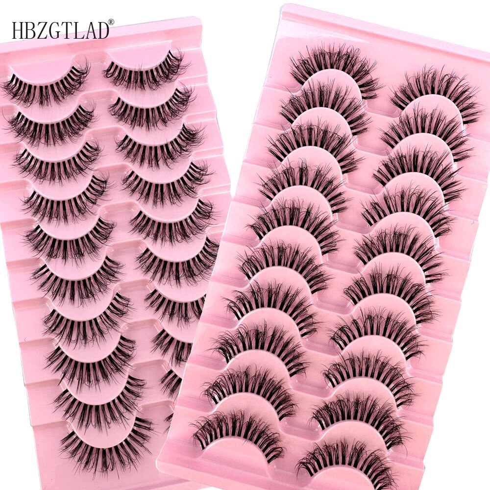 Invisible band Lashes 10 Pairs 3D Faux Mink Lashes Natural short Transparent Terrier Lashes Clear Band Soft Eyelashes Extension