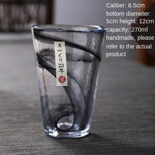 Japan Tsukiyeye Kobo Handmade Glass Smudge Hammered Glass Water Cup Wine Glass Tea Cup Red Wine Glass Vodka Artwork Sake Tumbler
