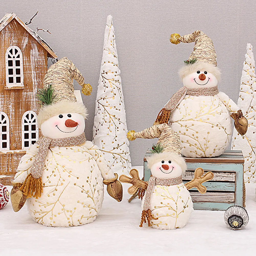 60/50/26cm Big Size Christmas Dolls Decoration Short Plush Printe Santa Claus Snowman Doll for Christmas Tree Ornaments Figurine