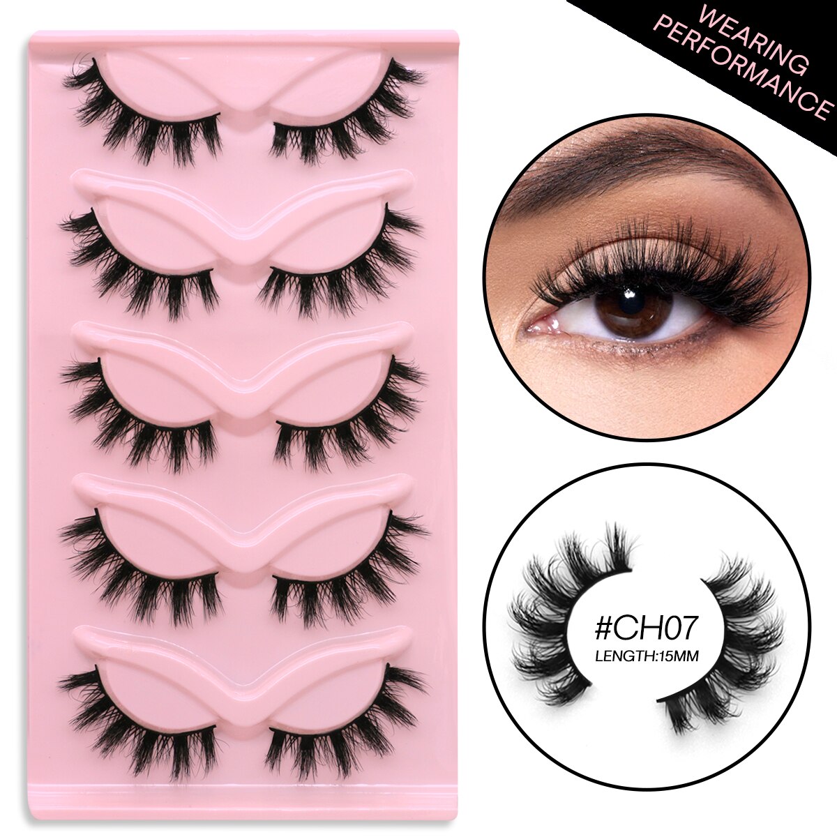 3D Mink Lashes Faux Mink Fluffy Lash 5 Pairs False Eyelashes Cat Eye Thick Mink Lashes Fluffy Short Natural Fake Lashes