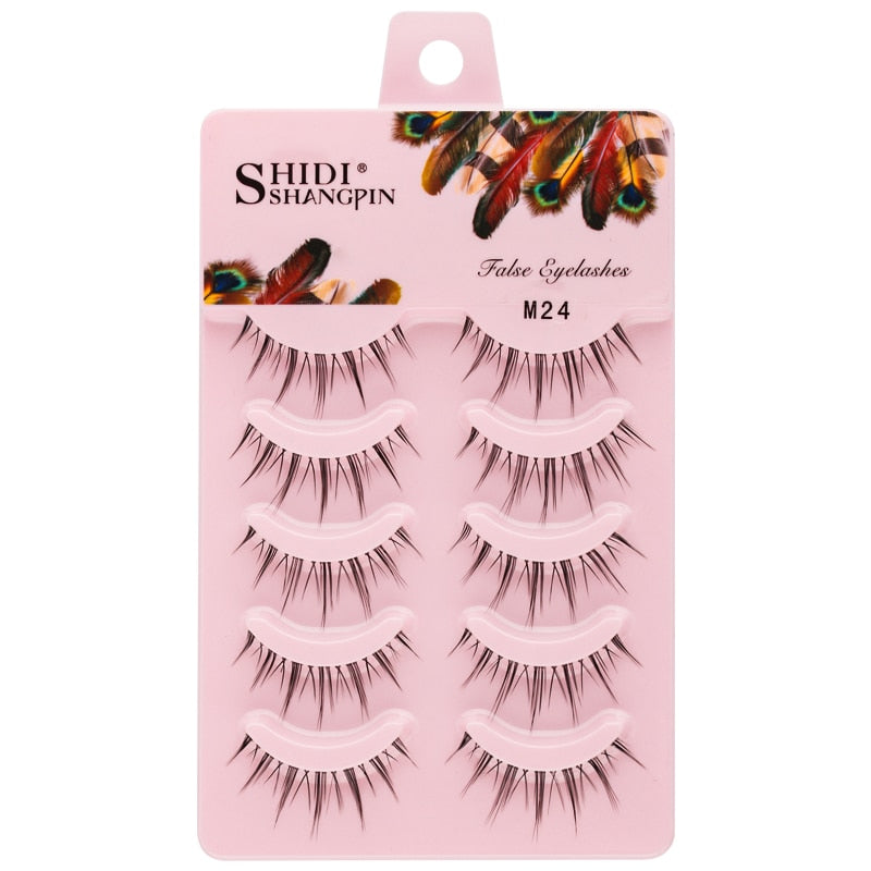 Manga Lashes 3/5/10 Pairs Eyelashes 3D Mink Lashes Korean Natural Cils Strip Lashes Band Soft Cosplay False Eyelashes